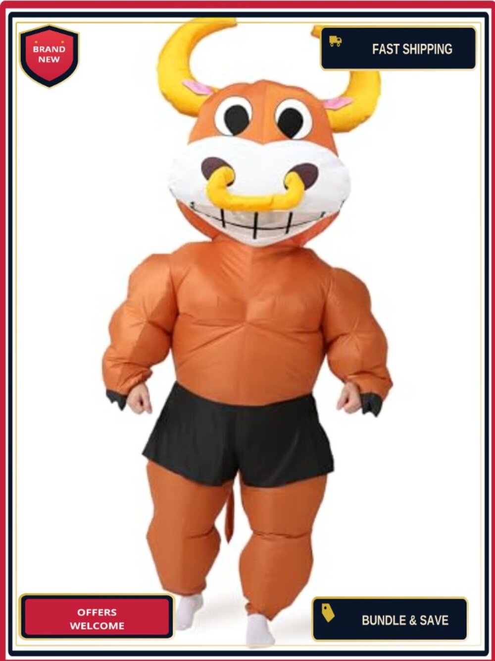 Inflatable Bull Costume Adult Blow Up Suit Party Halloween Cosplay